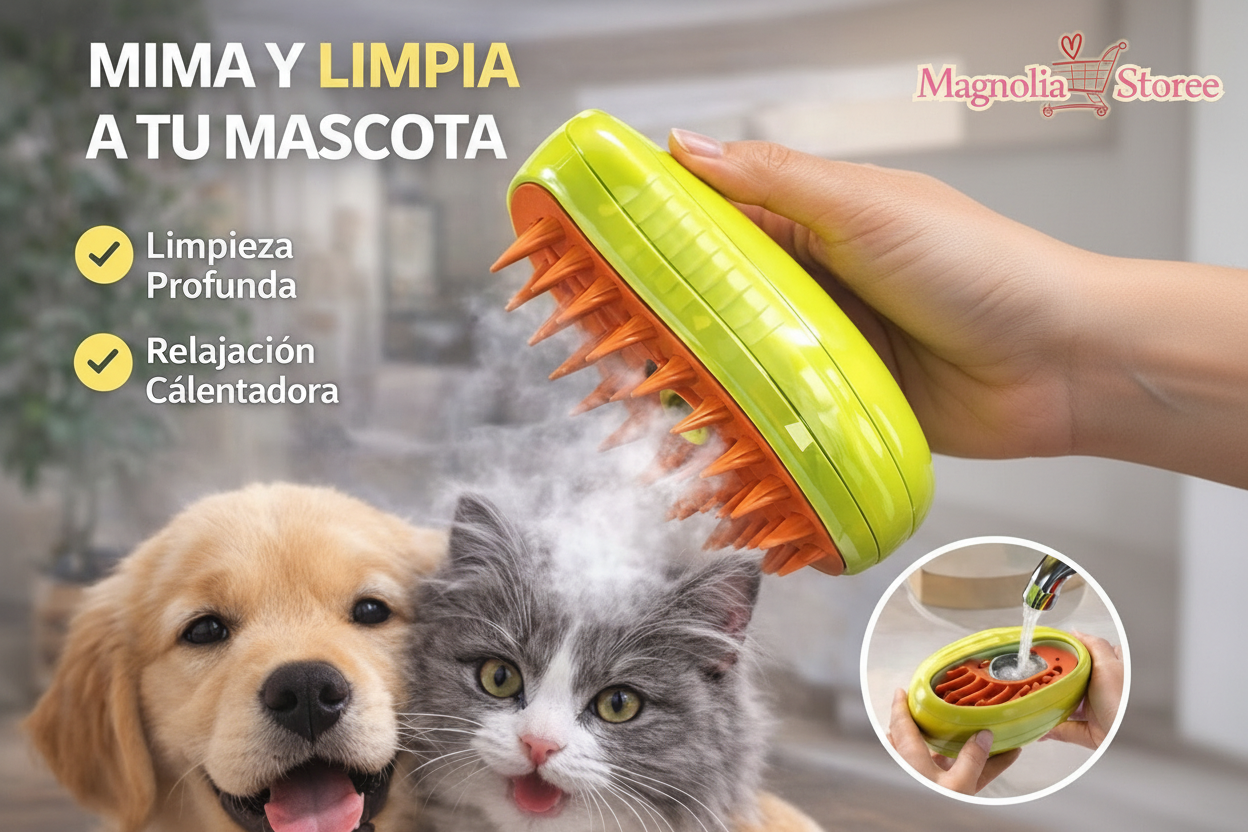 Cepillo a Vapor para Mascotas 3 en 1