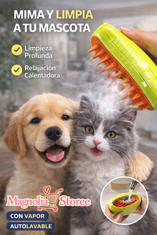 🟢Cepillo A Vapor Para Mascotas 3 en 1