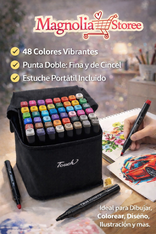 Set Profesional de Rotuladores Doble Punta – 48 Colores